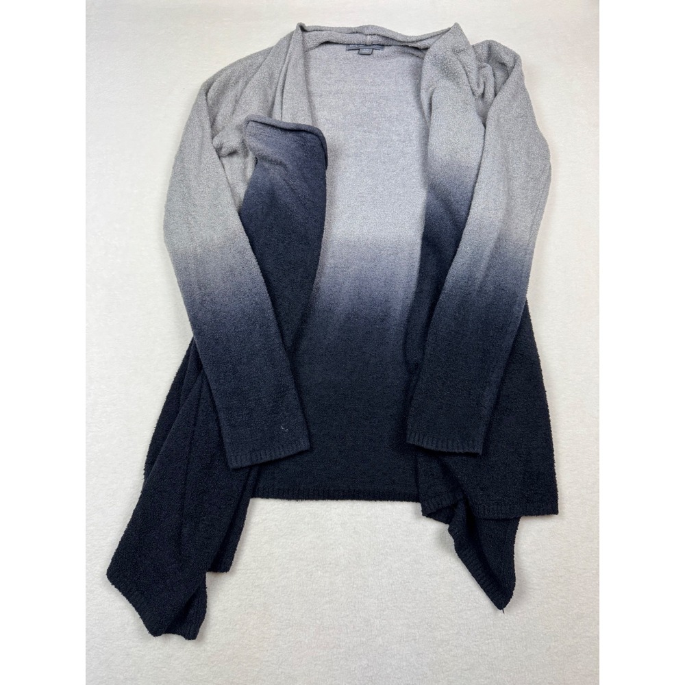 Barefoot Dreams CozyChic Ombre Cardigan S/M Gray Black‎ Open Front Drape Sweater